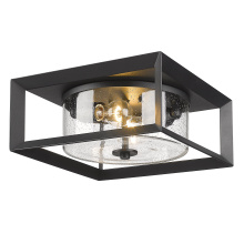Golden 2073-OFM NB-SD - Golden Lighting Smyth 2-light Outdoor Ceiling in Natural Black and Seeded Glass